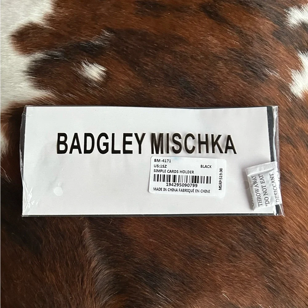 New Badgley Mischka Black Leather Card Holder